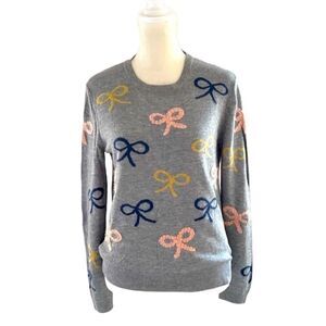 Anthropologie Field Flower wool sweater with embroidered bows  size Small petite